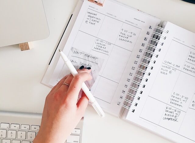 person viewing their organizer