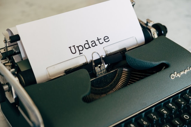 update typed on a typewriter